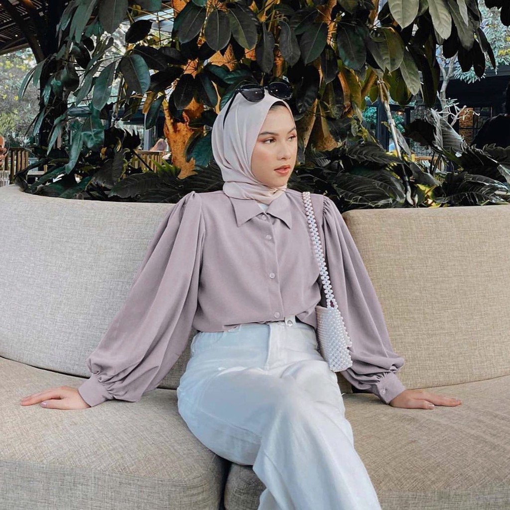 RUMI BLOUSE - Atasan Kemeja Wanita - Blouse Wanita Lengan Balon - Style Wanita Muslim Remaja