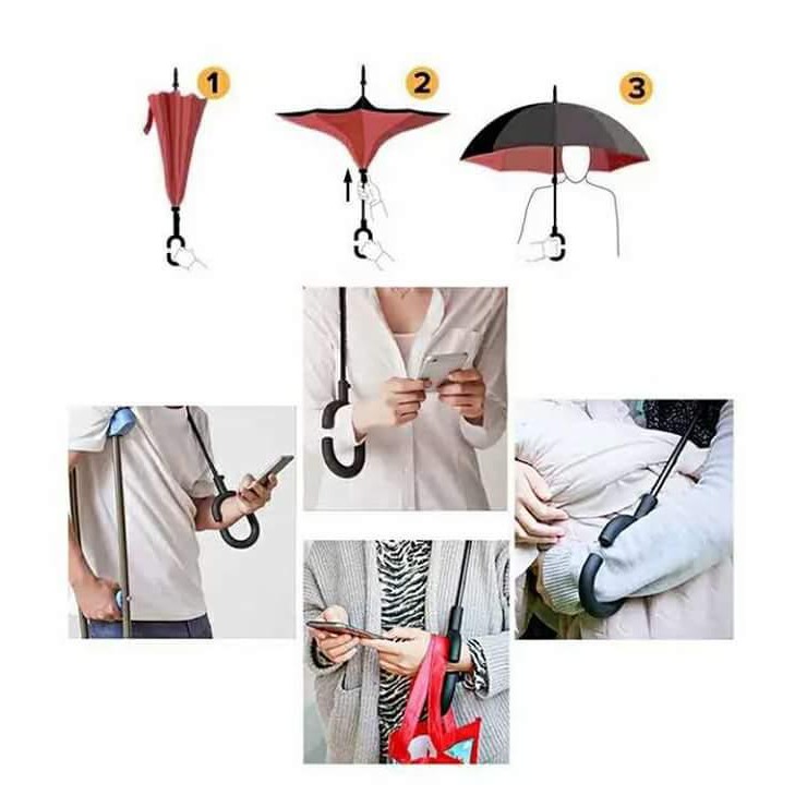 PAYUNG TERBALIK KAZBRELLA PAYUNG MOBIL REVERSE UMBRELLA GAGANG C