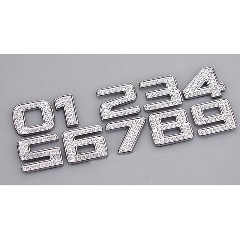 1 x Silver Swarovski Crystal Diamond Badge Auto Car  Body Letter Alphabet Sticker Emblem Decal