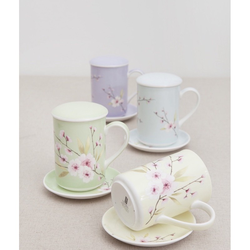 Saint James Blossom Mug 11oz with cover and saucer St James Ceramic