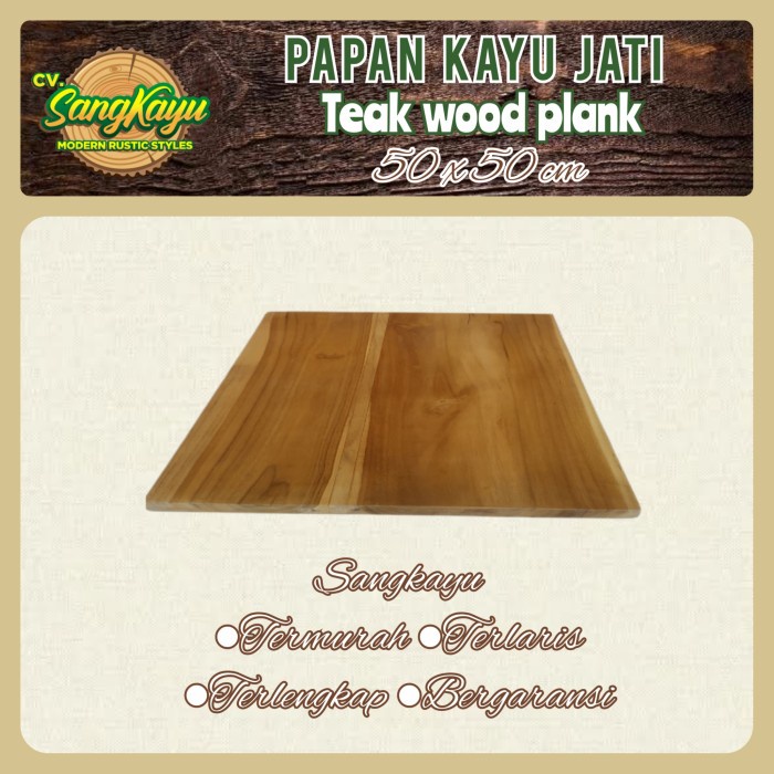 Papan kayu jati asli 50x50 papan ambalan wooden board bahan daun meja