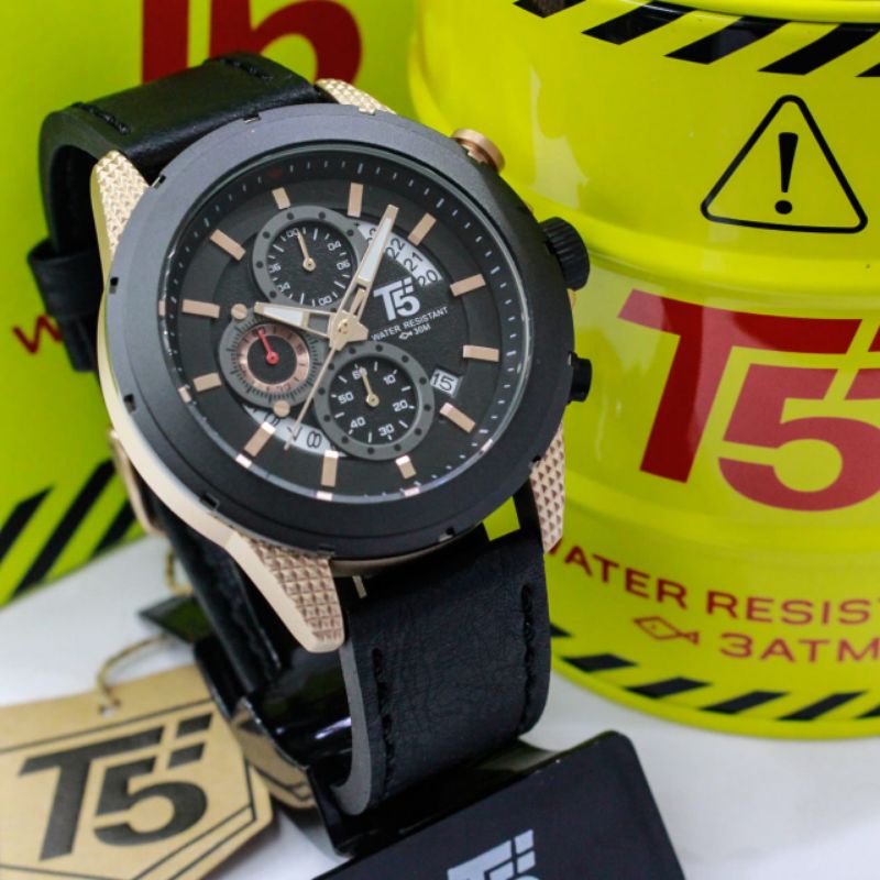 T5 H 3818G Original Jam Tangan T5 Terbaru Tahan Air Chronograph Tanggal Aktif Free Box Paper Bag