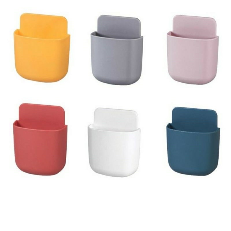 [clashop]Mini storage Holder kontainer tempat taruh hp remote tempel dinding rembok serba guna