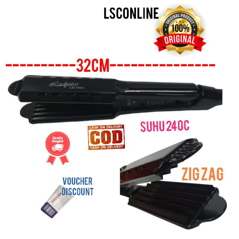 Catokan Rambut LADYSTAR LS 788G Alat Catok Gerigi Genteng Baba Original Bagus Dan Murah Salon Baru