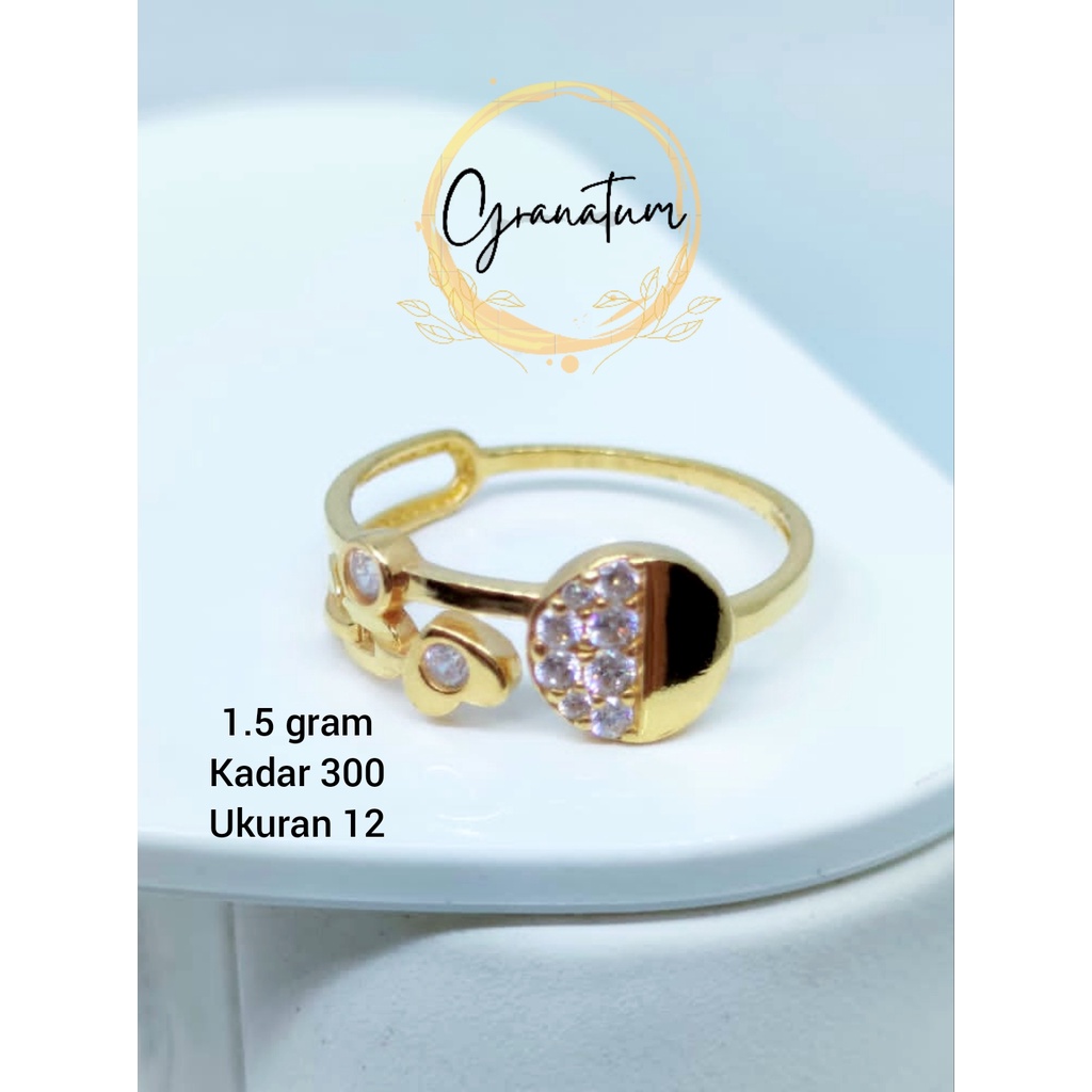 Cincin Emas Asli 1.5 gram Kadar 300 Model Love Mata Putih