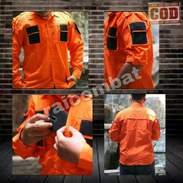 KEMEJA TECTICAL ORANGE / KEMEJA PDL BPBD &BNPB