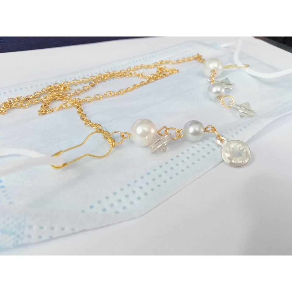 Korean fashion kalung masker chain Rantai mask korea Kalung masker Mutiara Strap mask rantai Mutiara