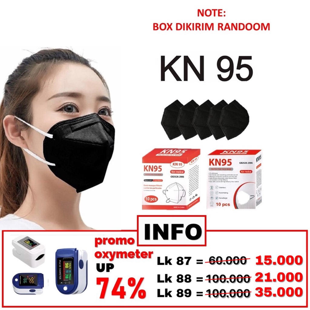 HC Masker KN95 Isi 10Pcs Earloop Protective Mask 10 Pcs Masker Kesehatan Mask Korea Kemasan Box-HC5194 HITAM 10