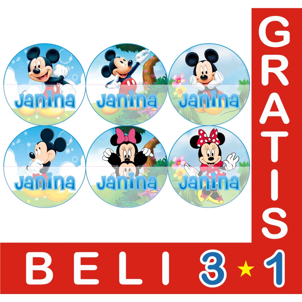 

STIKER LABEL NAMA WATERPROOF CIRCLE MICKEY MOUSE