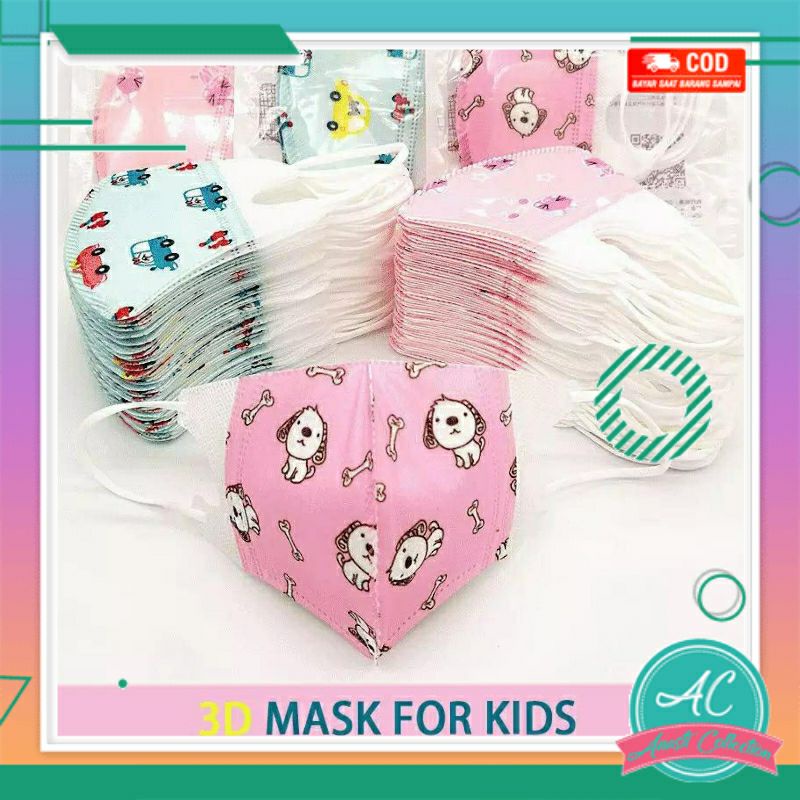 50pcs Masker duckbill anak balita sekolah FILTCARE warna motif kartun lucu