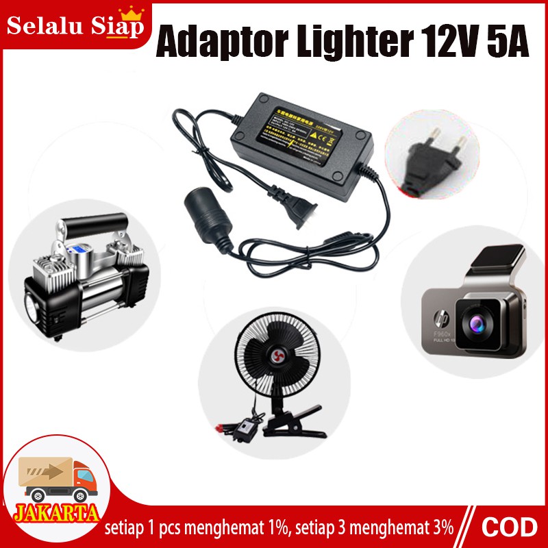 10A/120WATT Adaptor Lighter Converter Konverter 220V AC To 12V DC Lighter Socket Power Mobil Kulkas EU5A