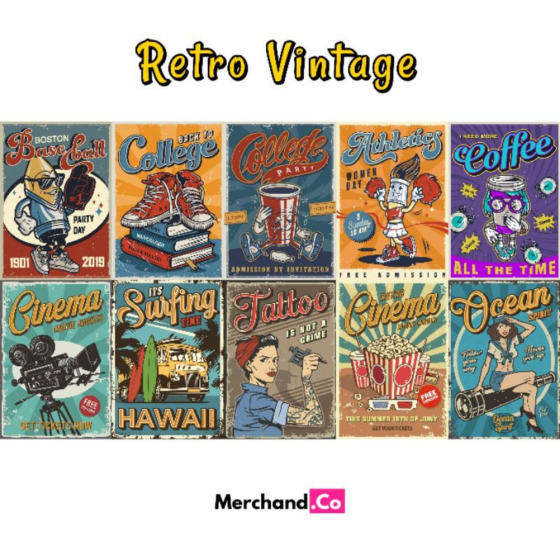(12 pcs) A5 POSTER DINDING AESTHETIC / RETRO VINTAGE / POSTER MINI