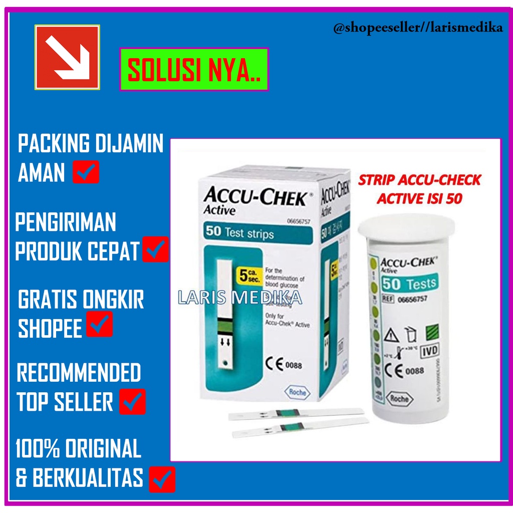 Accu Check Active Test Strip / Strip Accu Check isi 50 Strip Strip Accu-Chek Active Isi Ulang Accuchek Refill Accucheck Refil Accu Check Active Accu Chek