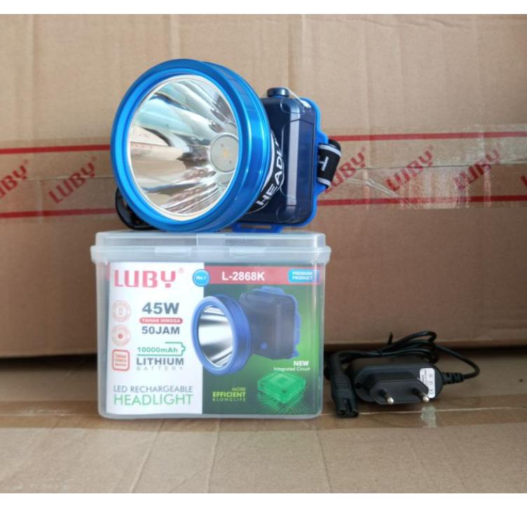 (L2W8) ☆ Luby Senter Kepala Headlamp 45 Watt 10000 mAh L- 2868&20 Watt //Jual@produk