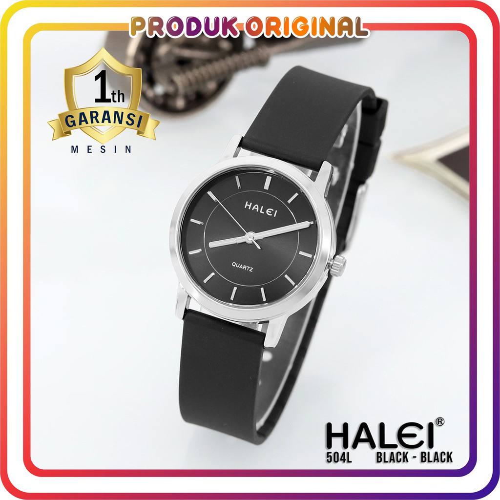 COD JAM TANGAN WANITA HALEI ORIGINAL 504 BAHAN KARET WATER RESISTANT STAINLES STEEL