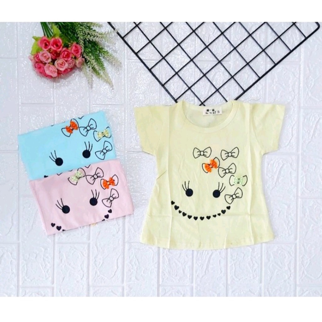 Paket 4 Pics Kaos Anak Bayi Perempuan Umur 3 Bulan - 3 Tahun Kaos Anak Import Premium