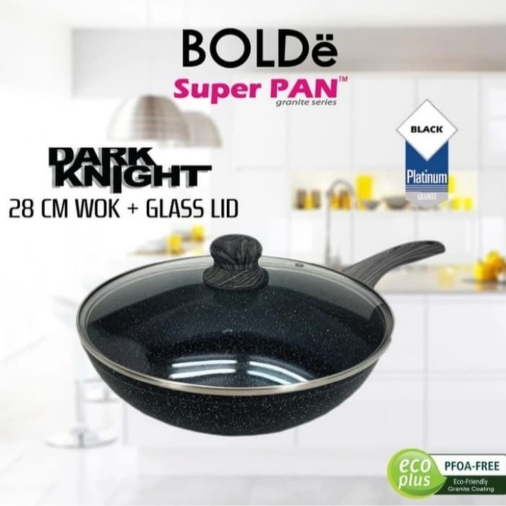 BOLDe Super Pan WOK 28cm + GLASS LID DARK KNIGHT / BOLDe 28cm WOK + GLASS LID DARK KNIGHT