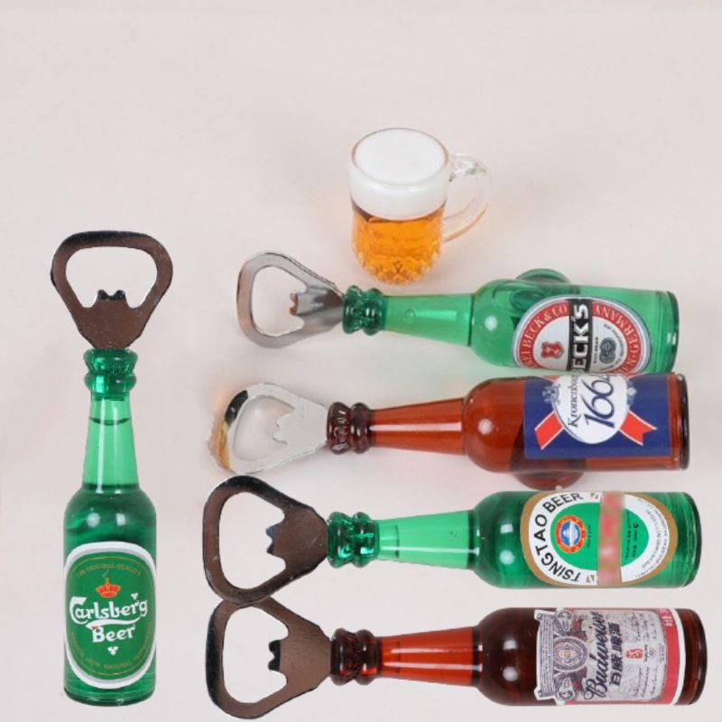 2in1 2 fungsi Alat pembuka tutup botol dan magnet kulkas model botol bir kreatif Eropa import