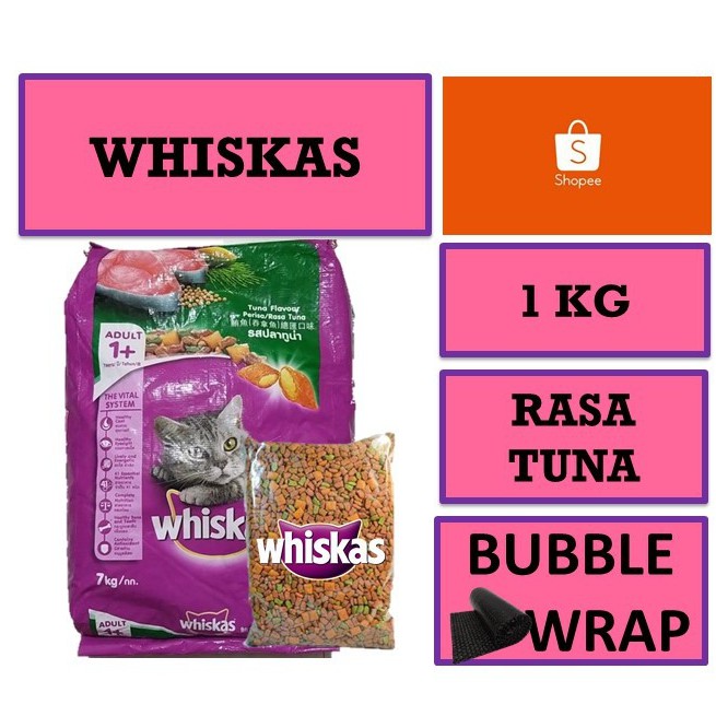 WHISKAS , makannan kucing Whiskas kering Tuna 1 kg, 1kg whiskas Tuna