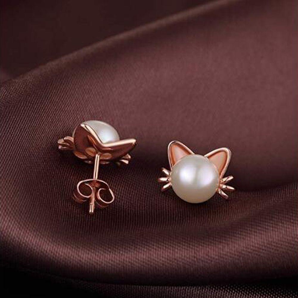 Anting LILY Cat Warna Hitam Untuk Wanita Gadis Perhiasan Elegan Giwang Mutiara Air Tawar