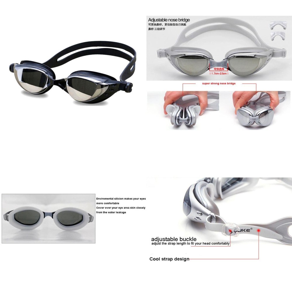 GS8 Ruihe Kacamata Renang Coating Mirrored Anti Fog UV Protection - RH6100 - Black