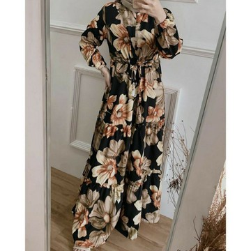1KG MUAT 4PCS | ALESIA MAXY DRESS RAYON VISCOSE PREMIUM FLORAL BUNGA FASHION OOTD SELEBGRAM