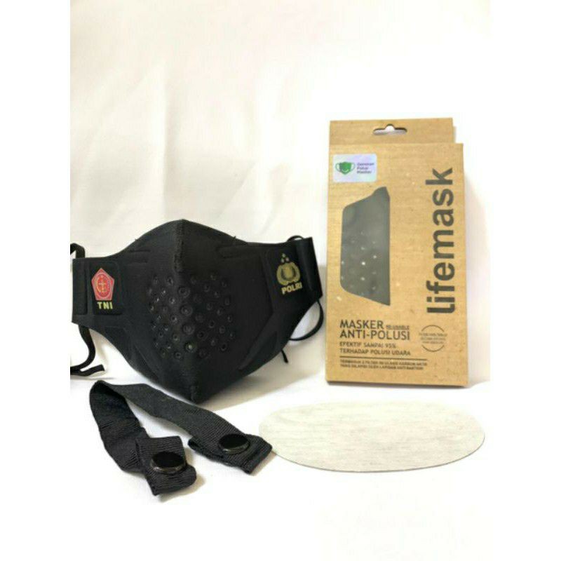 MASKER LIFEMASK TNI POLRI V3 FILTER N95 KARBON AKTIF BEBAS NAFAS