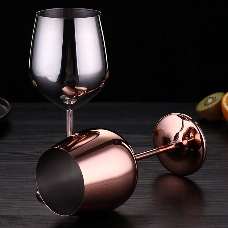 Mi.more 500ml Gelas Wine Goblet Stainless Gold Silver Rose Gold / Wine Glass Cup Bar Resto Cocktail Champagne