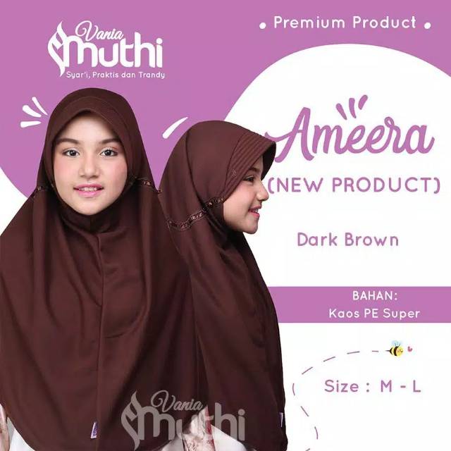 Jilbab Vania Muthi AMEERA size M dan L - Jilbab Sekolah - Jilbab Kaos - Jilbab Murah