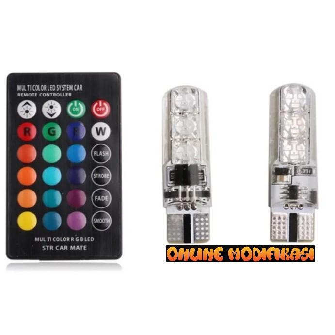 Lampu LED T10 RGB + Remote LED Kota Senja