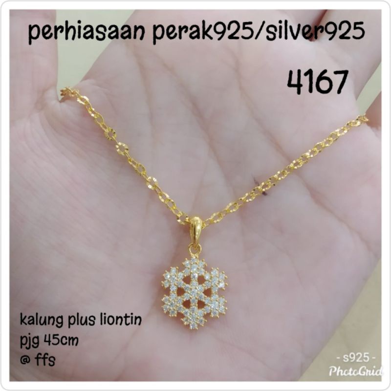 KALUNG+LIONTIN SNOW 4167 KUNING PERAK 925