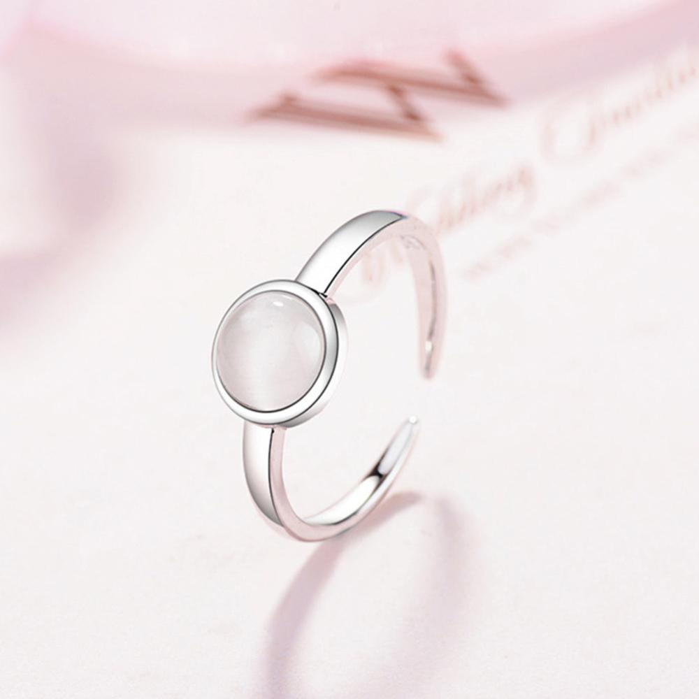 Timekey Cincin Wanita Hias Batu Opal Moonstone Gaya Simple Adjustable Untuk Hadiah A3K5