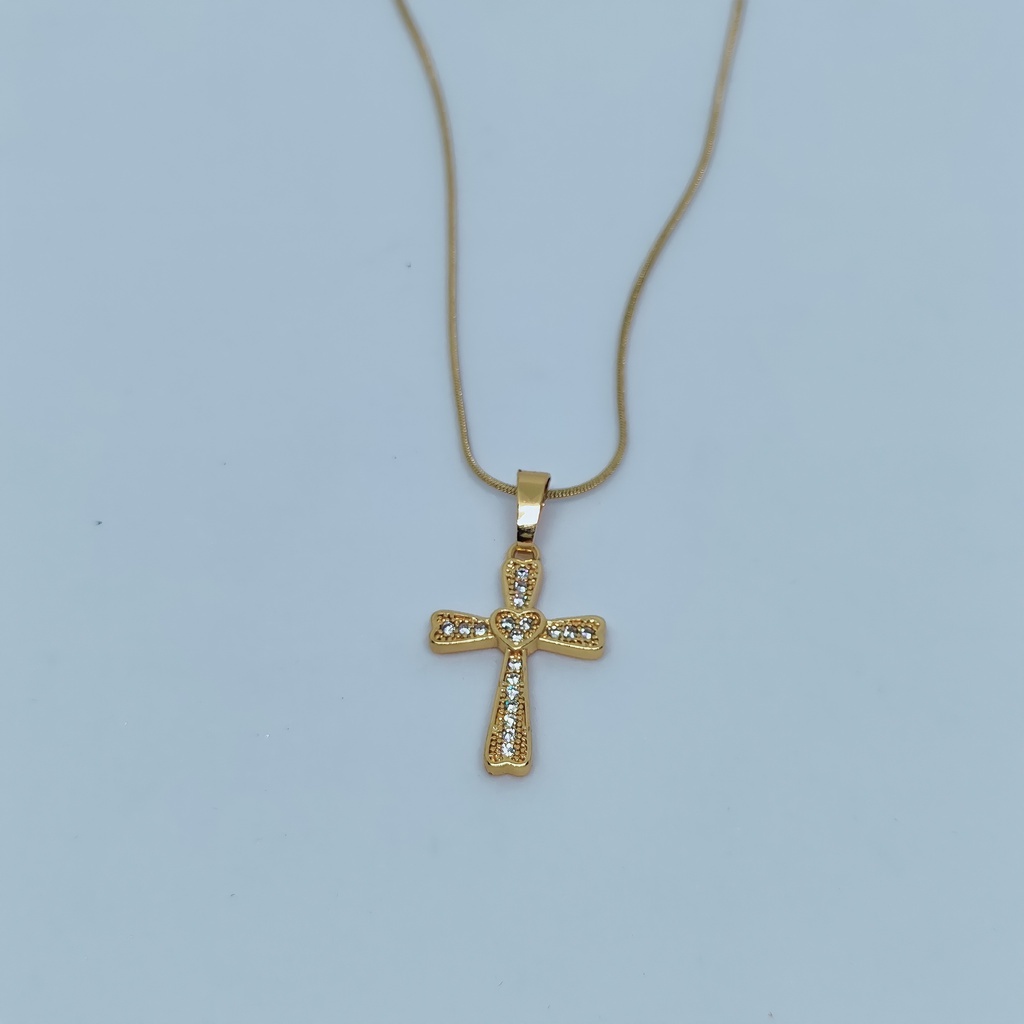 Kalung Salib Emas Permata Fashion Wanita