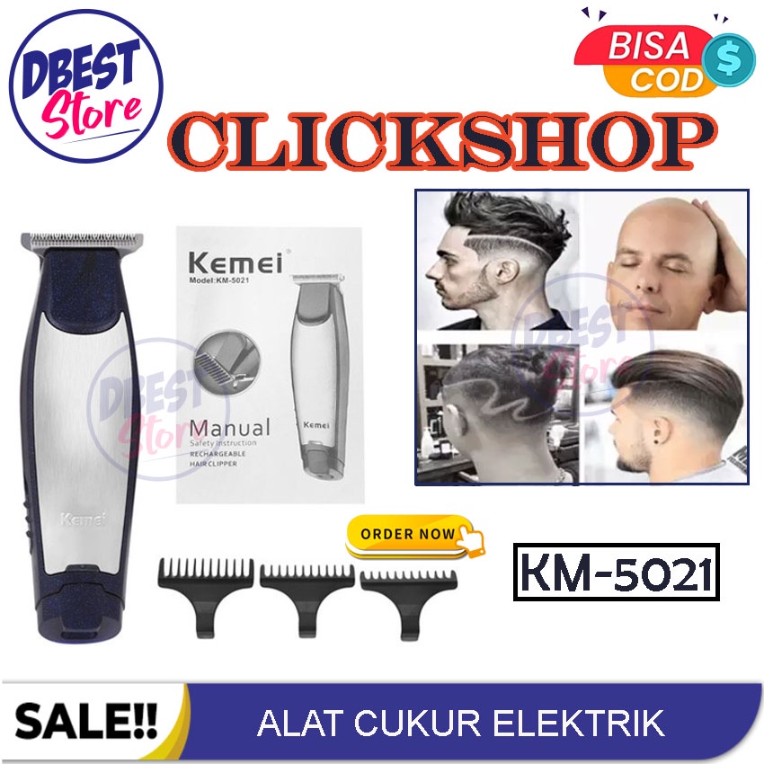 ORIGINAL Kemei KM-5021/KM 5021 Alat Cukur Rambut Cordless Hair Clipper 3 in 1 - Mesin Cukur Rmbut Tanpa Kabel Bisa di Cas Charger