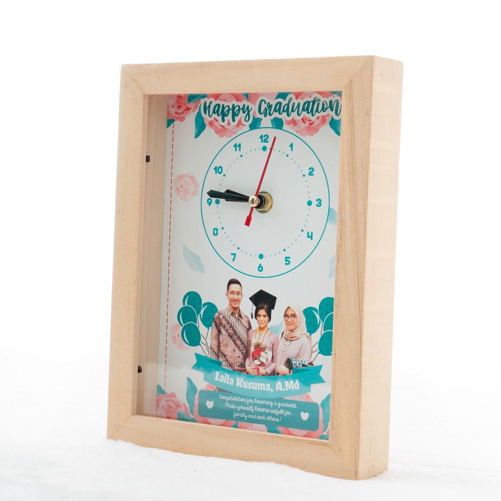 Jam Frame Kado Wisuda Ultah Nikah Anniv Unik Bingkai Kayu | Shopee ...