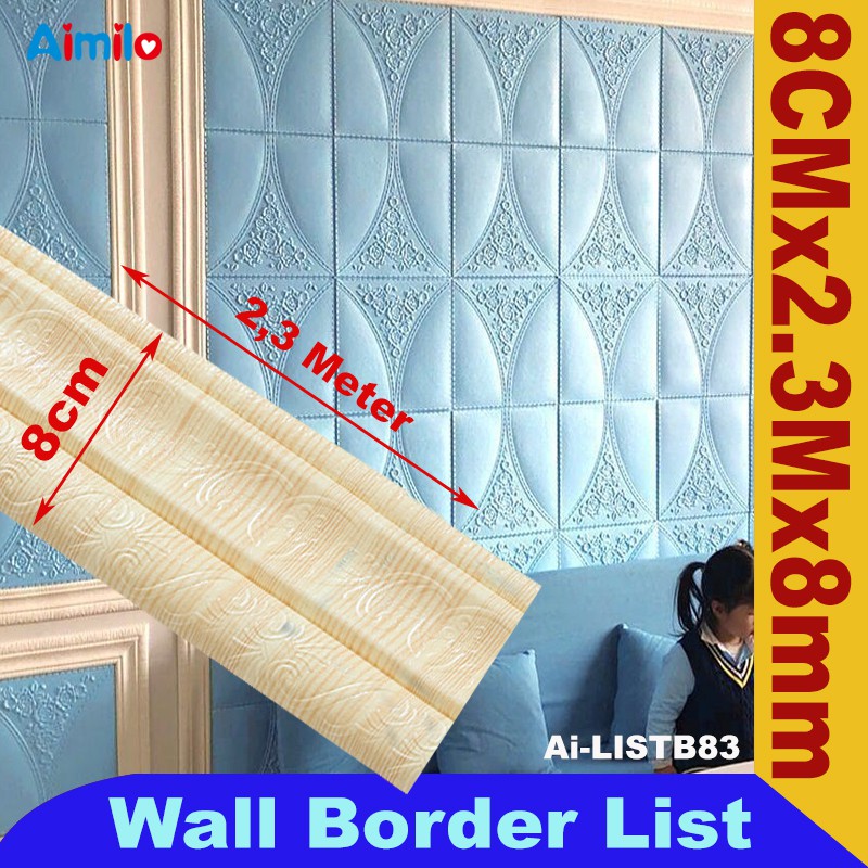 (Aimilo)  List Wallpaper Dinding 3D Wall Foam Border List Stiker 2.3 Meter-8