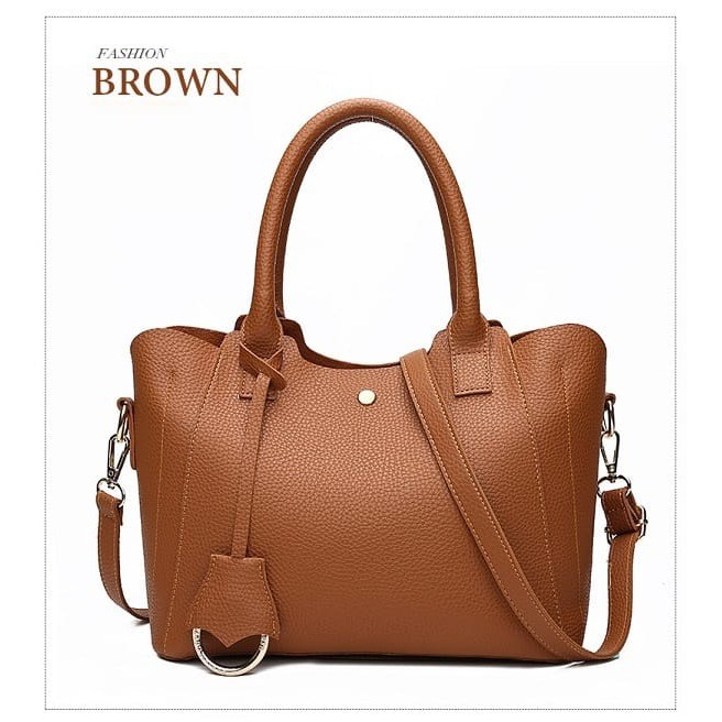 tas pundak jinjing coklat camel tali tetris import wanita besar hobo