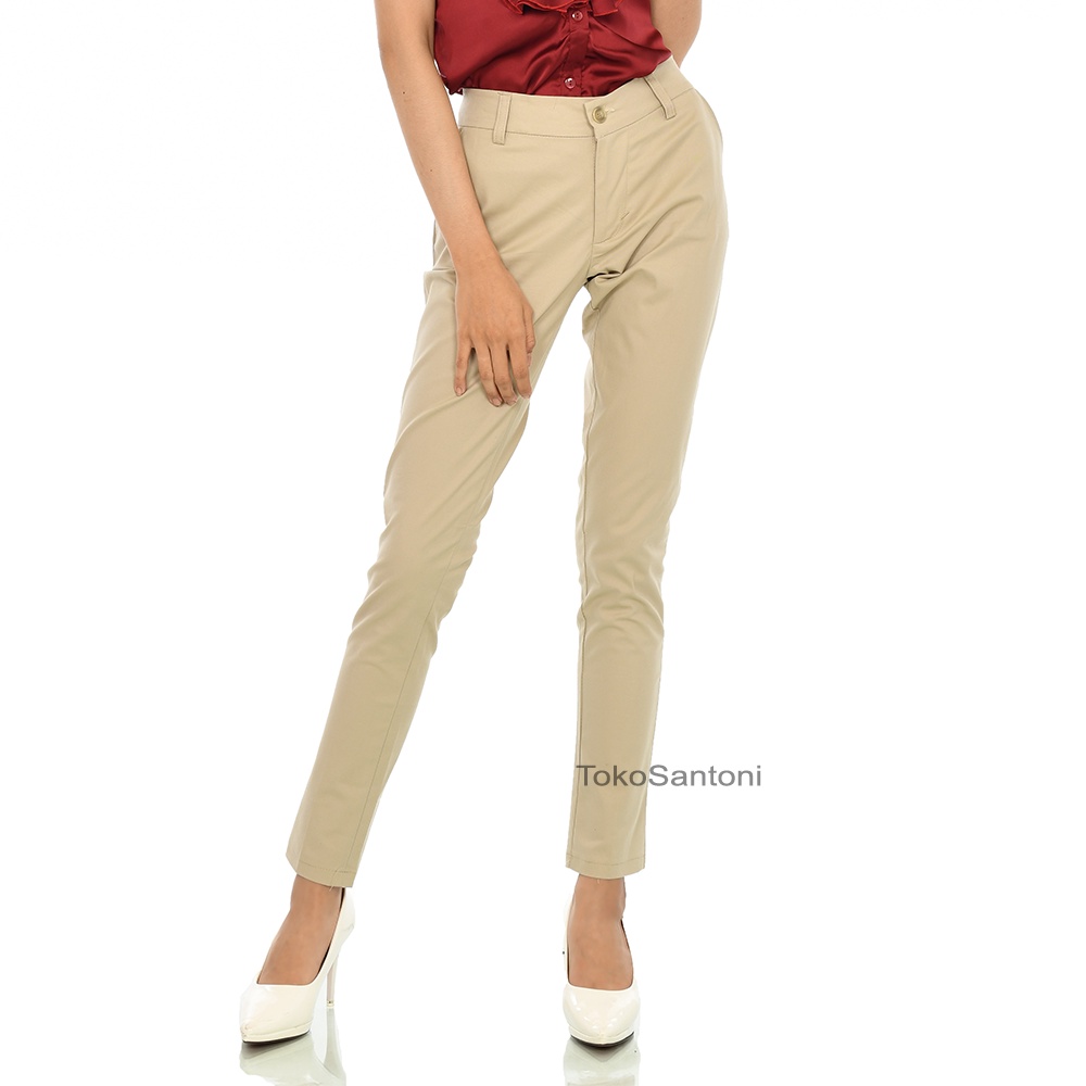 Celana Chino Wanita Katun Twill Pensil Skinny Celana Katun Wanita Celana Kantor Chino Pants Celana Panjang Celana Formal