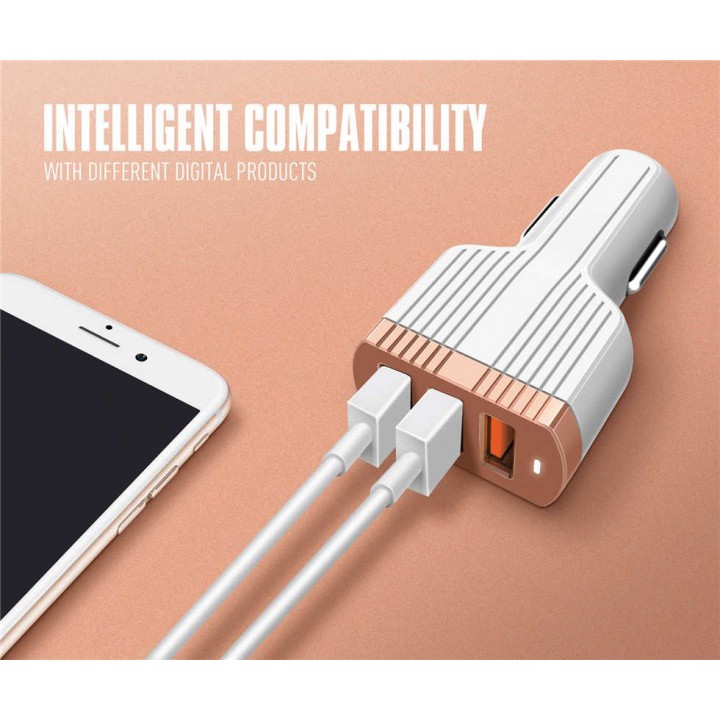 LDNIO C702Q Fast Charging Car Charger 3 USB 5.1A QC3.0 and Auto-ID