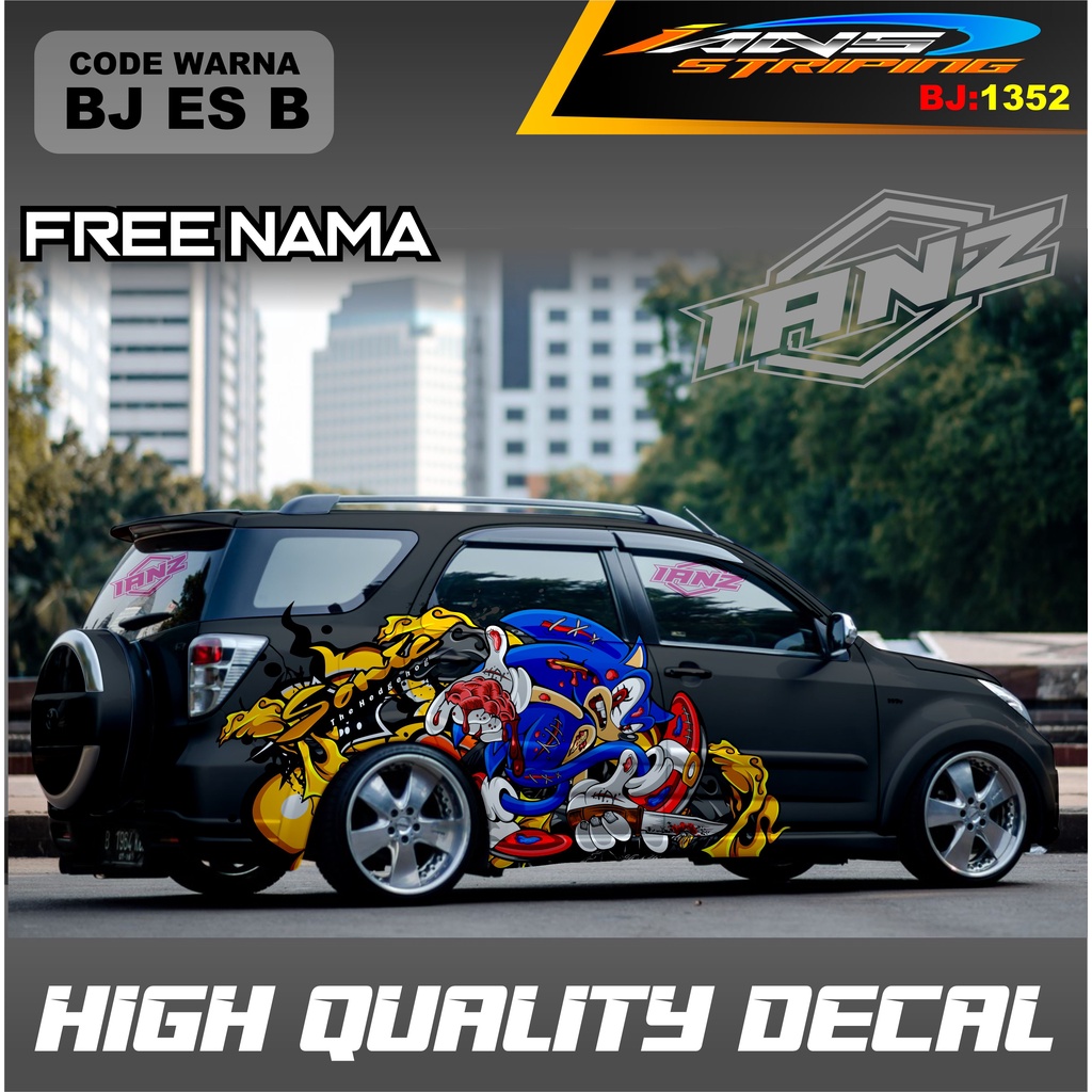 STIKER DECAL MOBIL TERIOS SONIC ZOMBIE / STIKER DECAL MOBIL AVANZA XENIA PAJERO INNOVA DLL / STIKER MOBIL UNIVERSAL