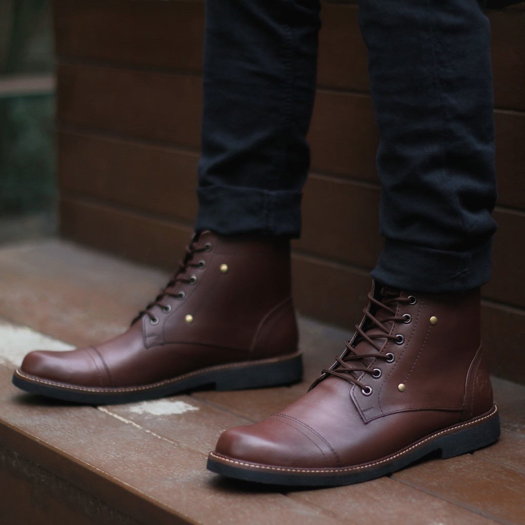 Overture Brown | Sepatu Kulit Asli Safety Boot Vintage Klasik Besi Original Footwear | FORIND x Reyl