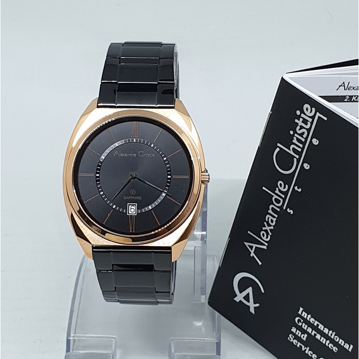 Alexandre Christie Ac8550 Rosegold Black, Kaca Saphire, (Bisa Beli Satuan),Original