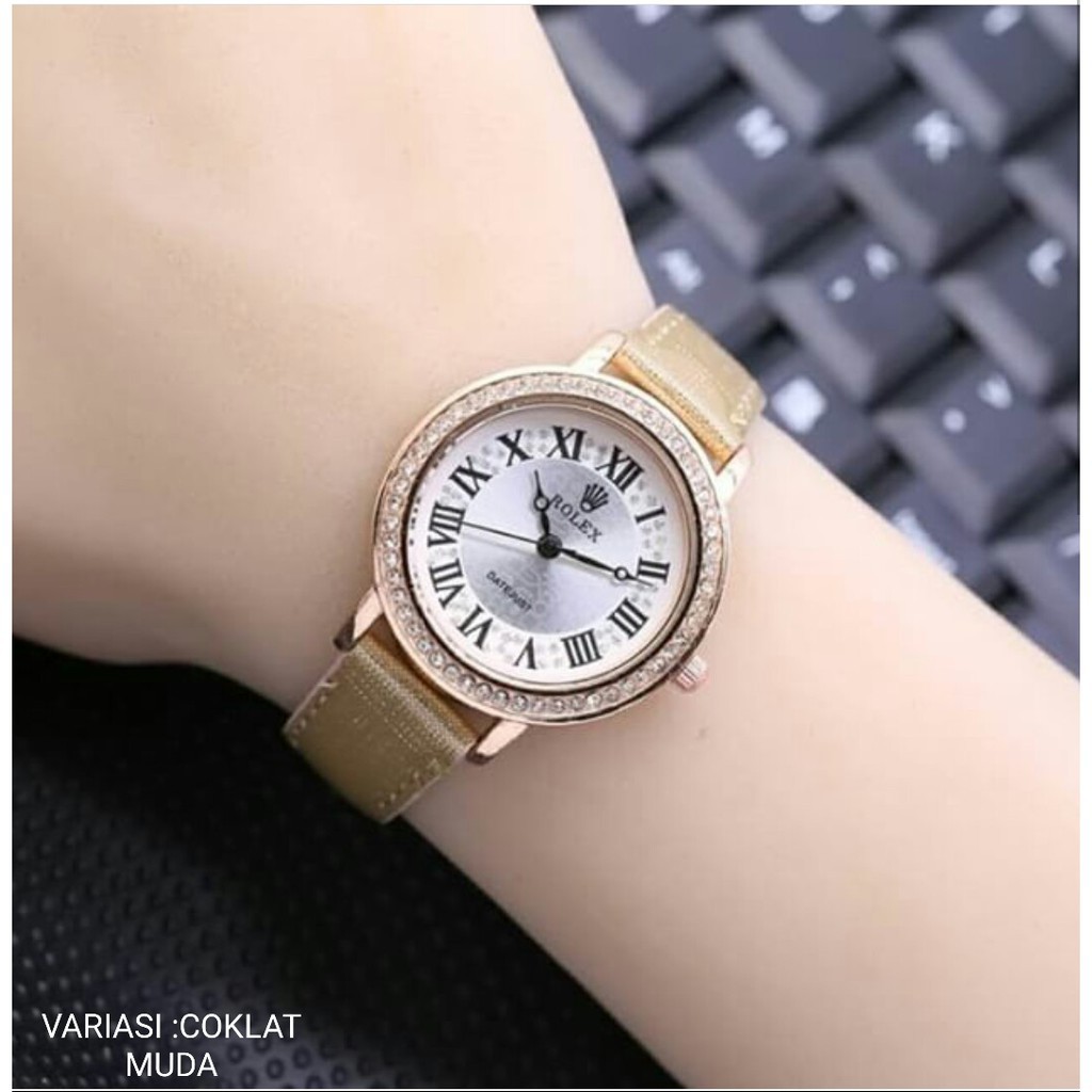 [ READY 6 WARNA ] JAM TANGAN MURAH WANITA ROLEX LEATHER ROMAWI // RX013