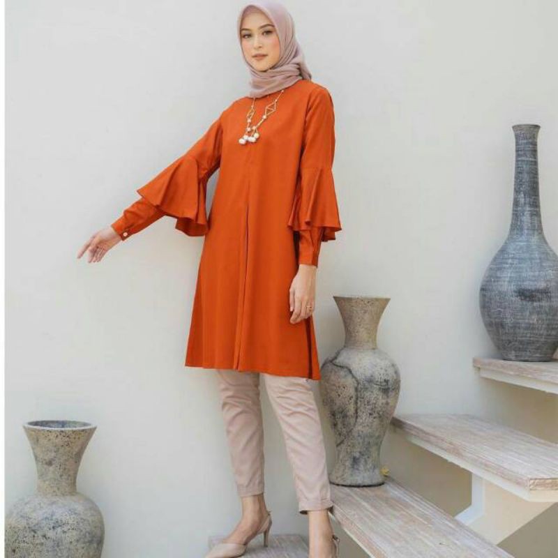 White Long Tunik | Tunik Putih | Tunik Busui | Tunik Panjang'