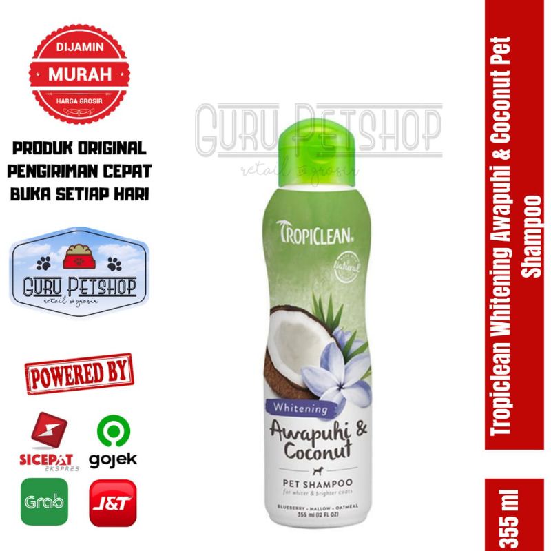 Tropiclean Shampoo Whitening Awapuhi &amp; Coconut 355ml (Brightening)