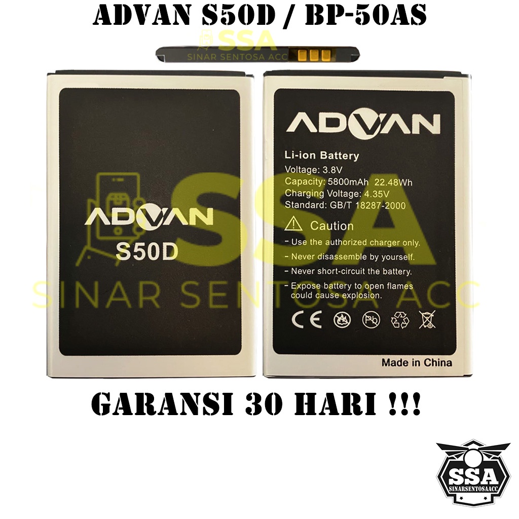 Baterai Original Double Power Advan S50D BP-50AS 5800 mAh BP50AS s50d Batre Batrai Batrei Battery Ori HP Batu Batere Garansi Murah Awet Garansi