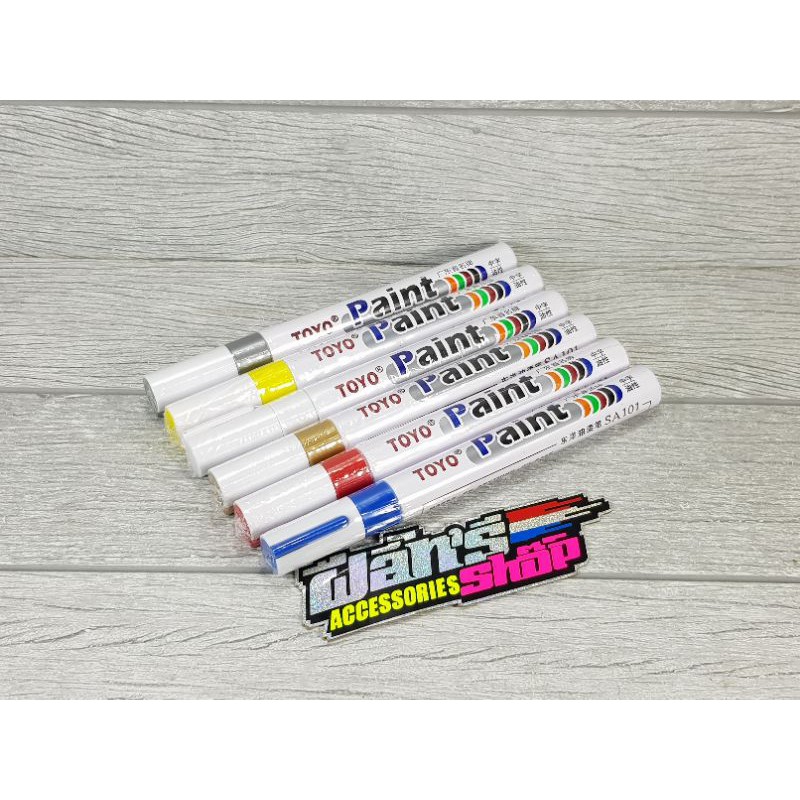 

spidol ban toyo paint marker original warna putih gold merah biru kuning silver harga satuan murah