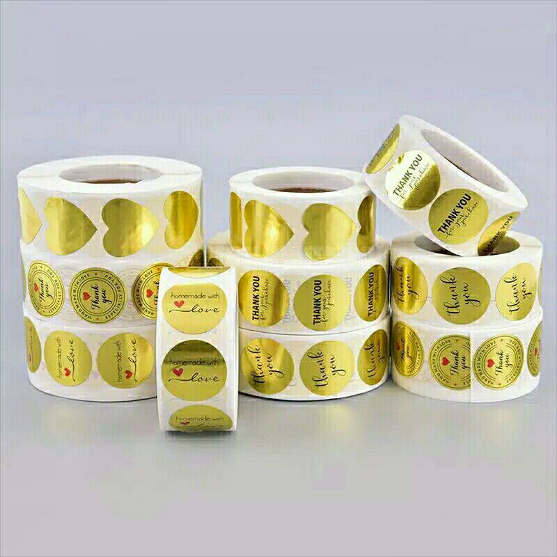 

Stiker Ucapan Terima Kasih Thank You Glossy Emas 100pcs Sticker label ucapan terima kasih Bulat