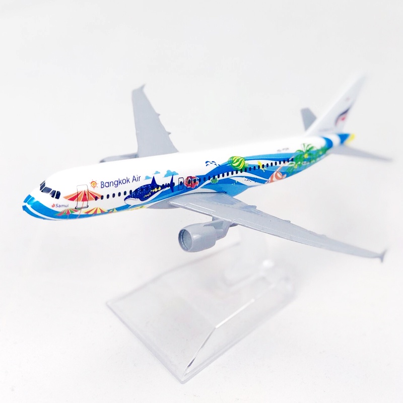 Bangkok Fish A320 Model Pesawat Terbang Airbus A320 Die-cast Bahan Metal Ukuran 16CM