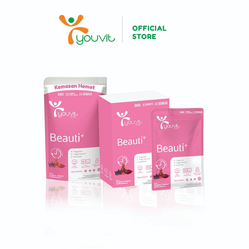 Beli 4 Sachet Youvit Multivitamin Beauti+ Isi 28 pcs Gummy